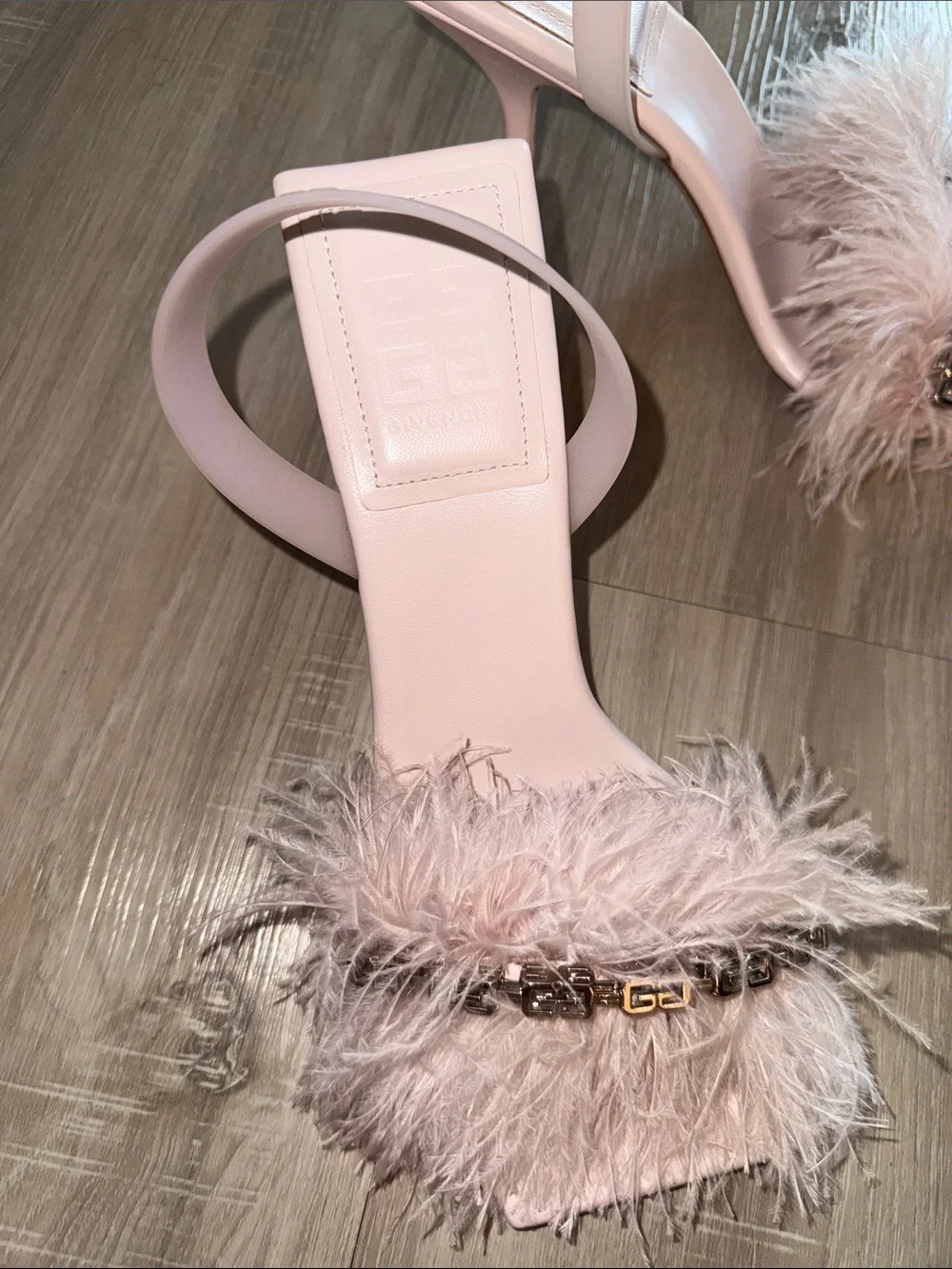 Givenchy mauve Feather Strap Square-Toe Heels